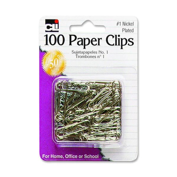 Nickel Regular Paper Clip 100 Count